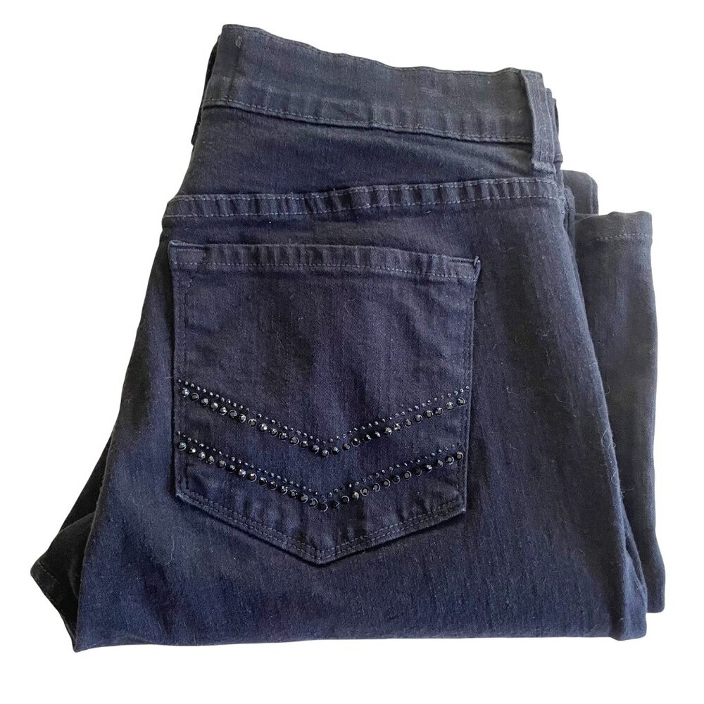 NYDJ High Rise Back Pocket Embellished Straight Leg Jeans Women's Sz 12